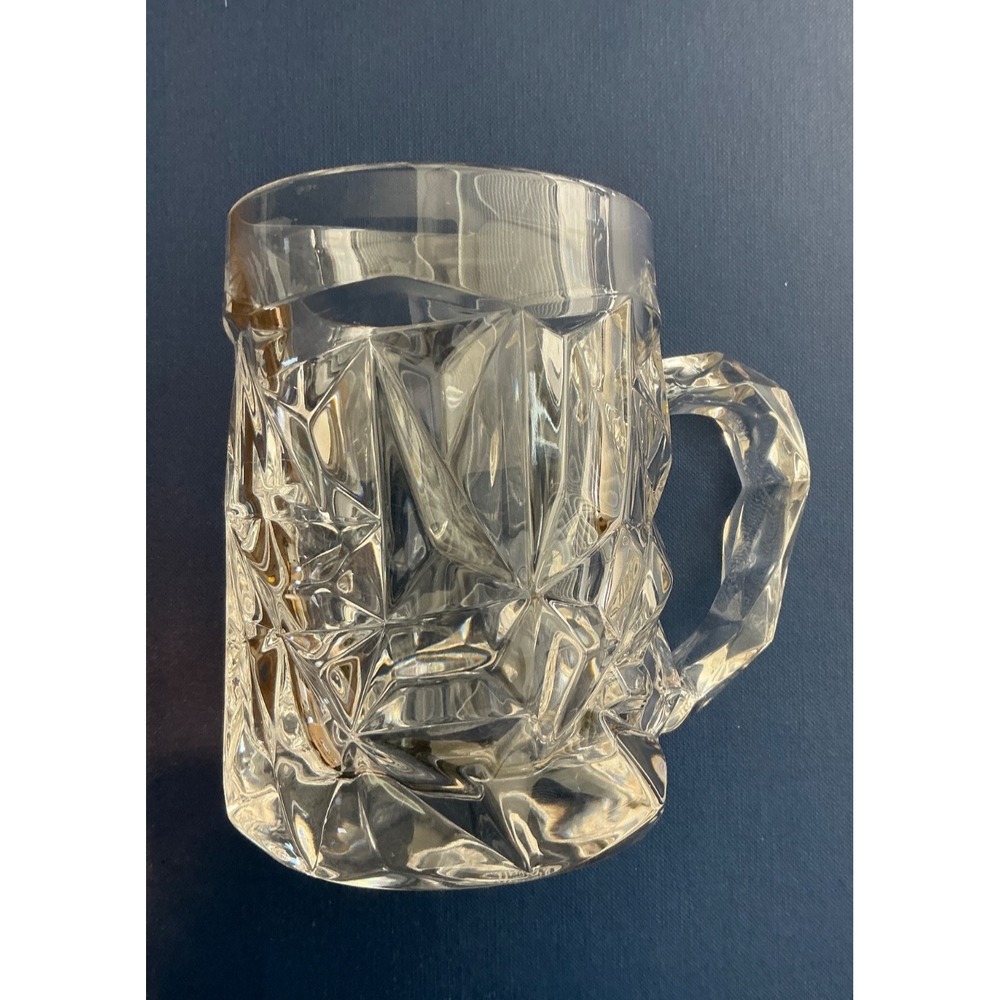 Tiffany & Co. ROCK CUT Crystal 16oz. Mug Stein XL Signed 5" Germany Excellent